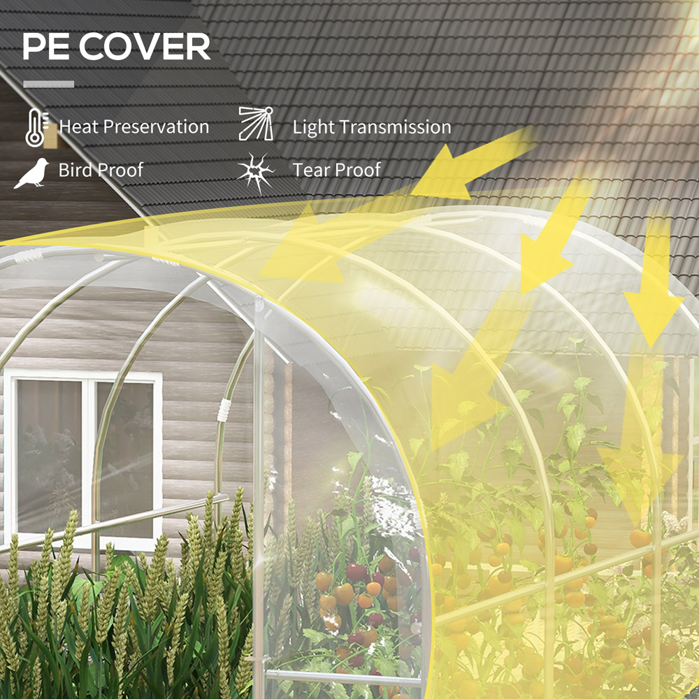 Outsunny Clear PE Steel 6.5 x 9.8ft Polytunnel Greenhouse Image 4
