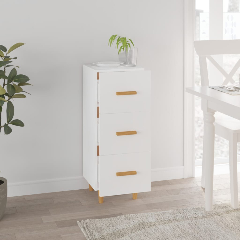 vidaXL 3 Drawer White Sideboard Image 8