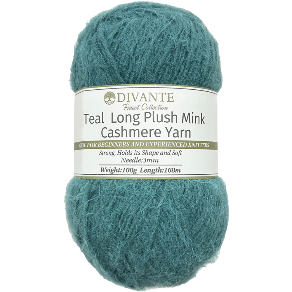 Long Plush Mink Cashmere Yarn Teal Image