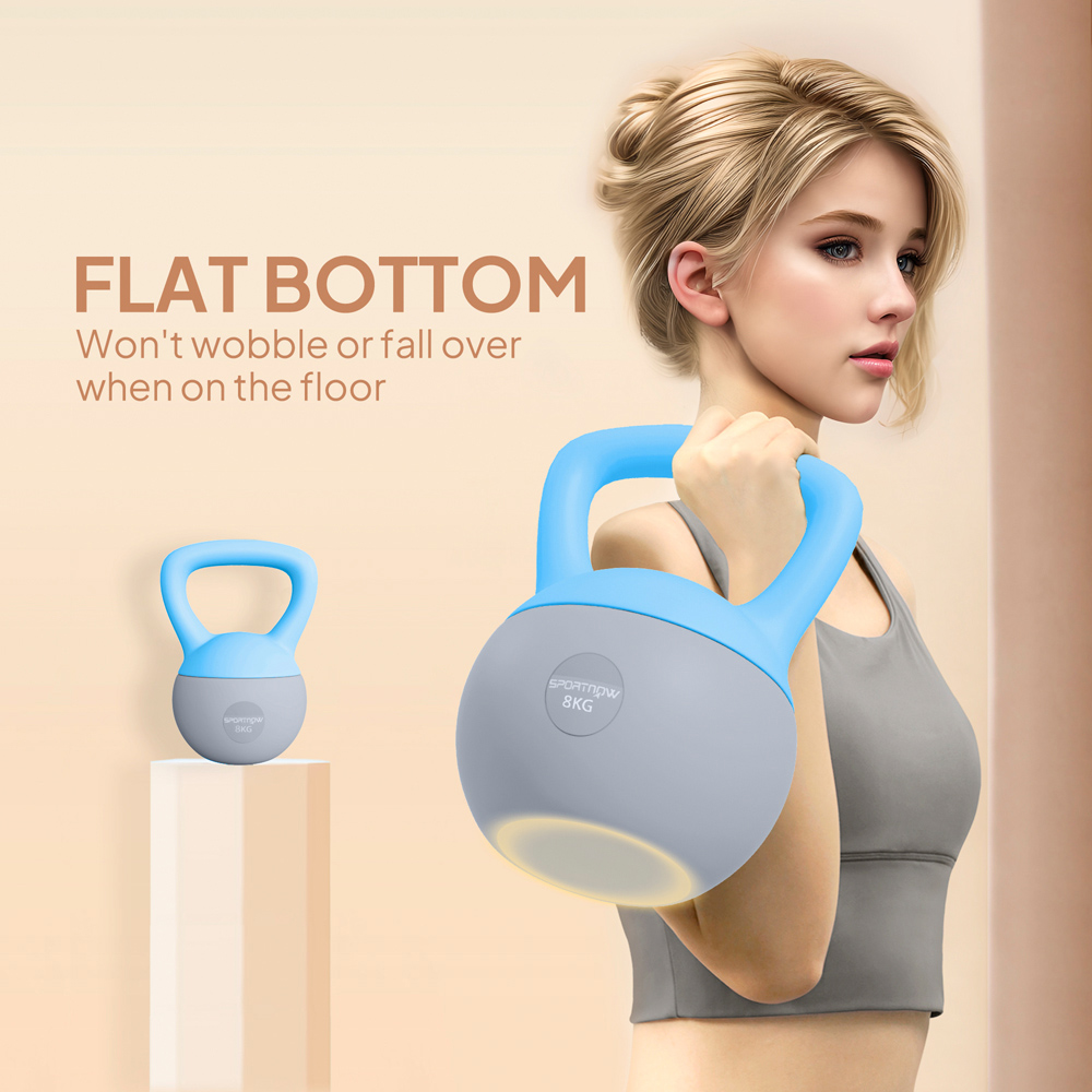 SPORTNOW Light Blue and Grey Soft Body Kettlebell with Non Slip Handle 8kg Image 6