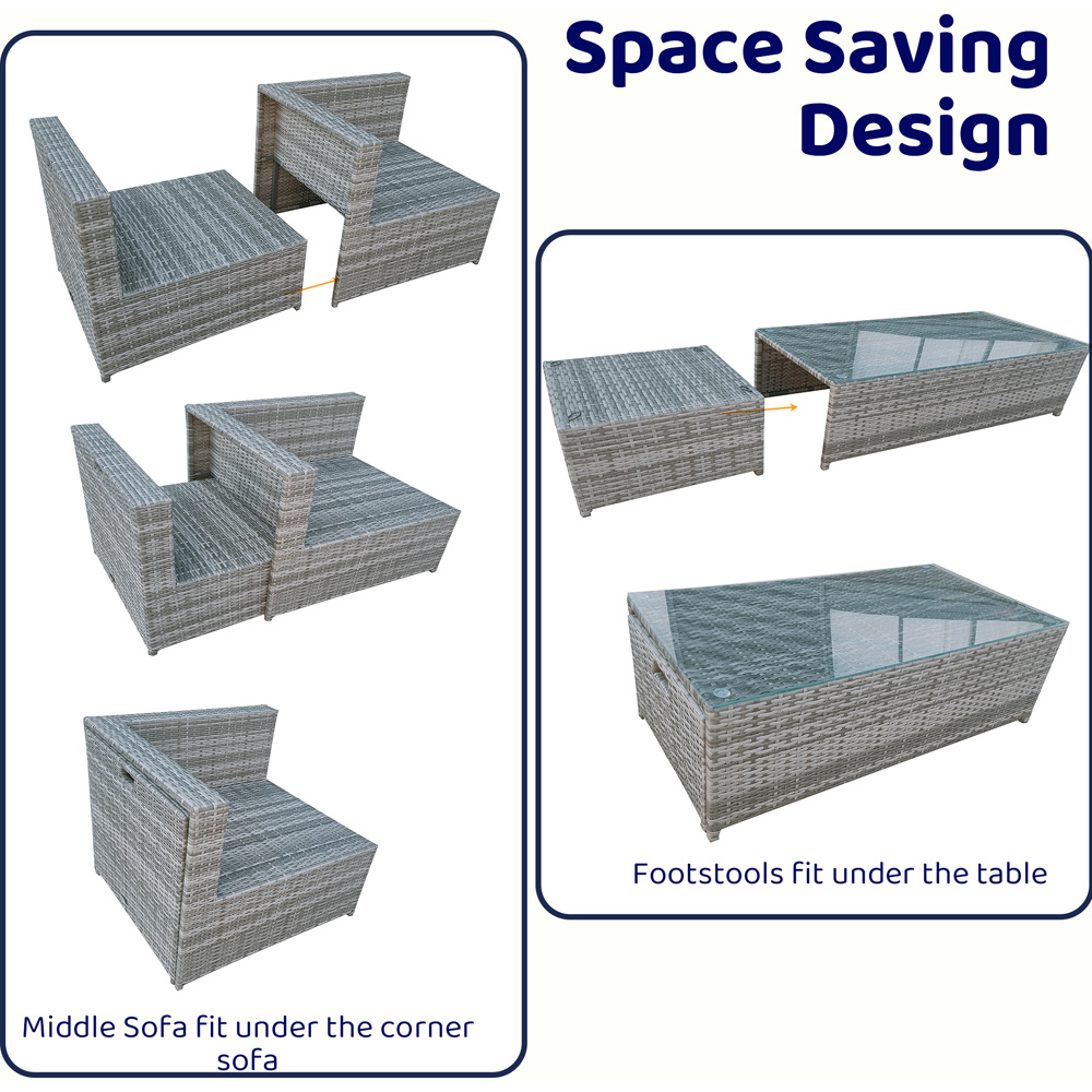 Furniture One 6 Seater Grey Rattan Garden Dining Set with Cushion Image 8