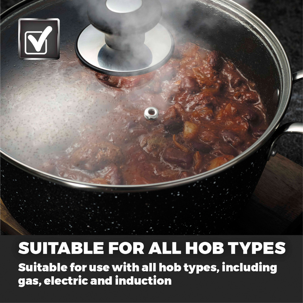 Tower Precision 24cm Black Forged Aluminium Non-Stick Stock Pot with Lid Image 7