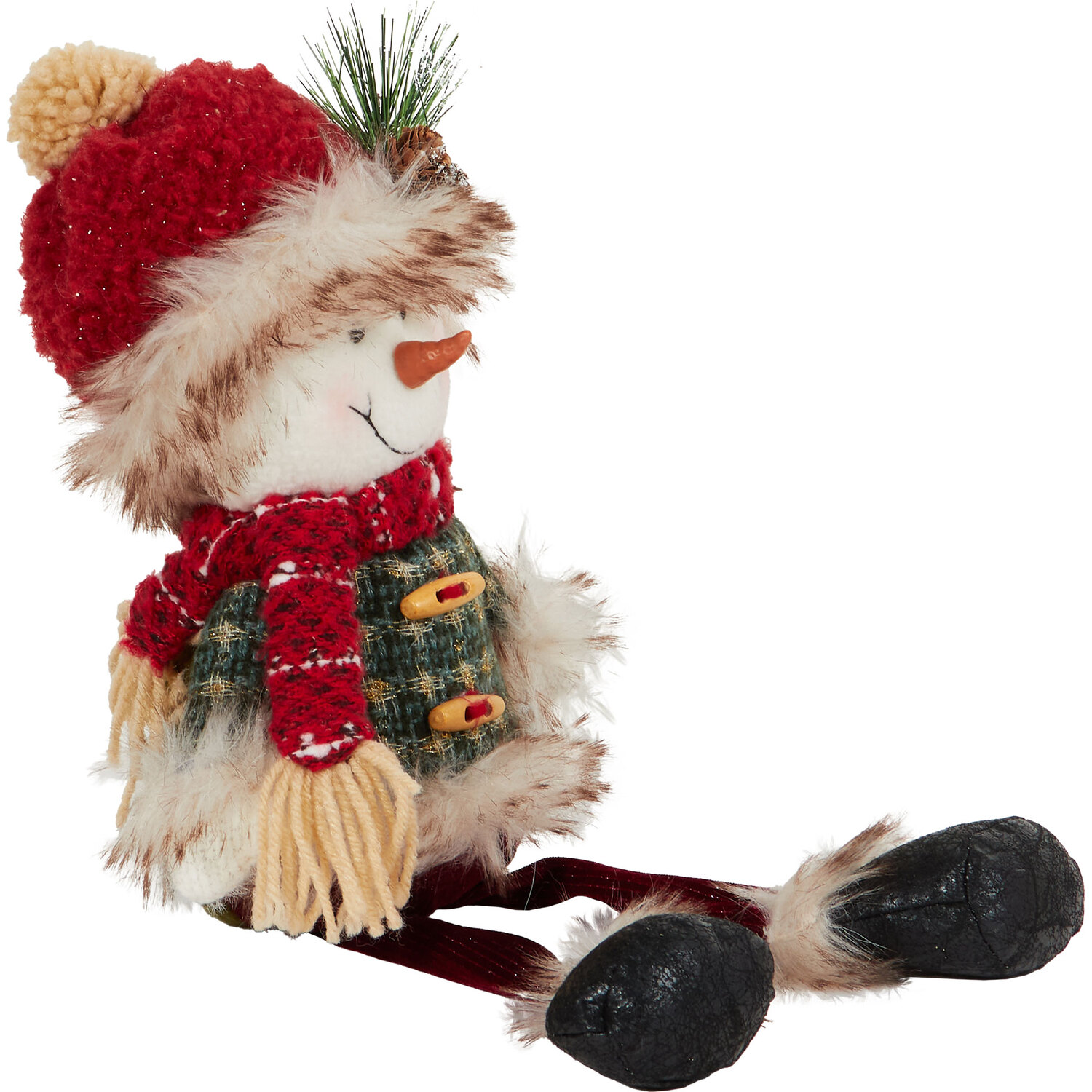 Traditional Sitting Snowman or Santa - Multicolour Image 2