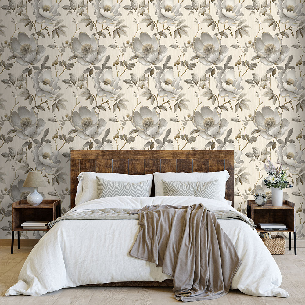 Muriva Alethia Floral Cream Wallpaper Image 3