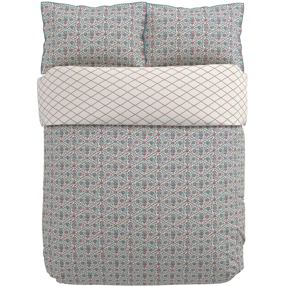 V&A Indian Lattice Super King Size Red and Teal Duvet Set Image 2