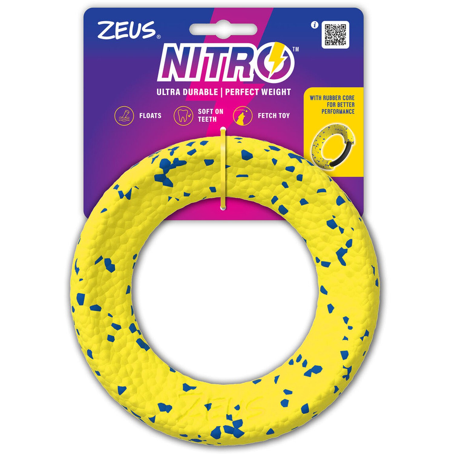 Zeus Nitro Weighted Ring Dog Toy Yellow Image 1