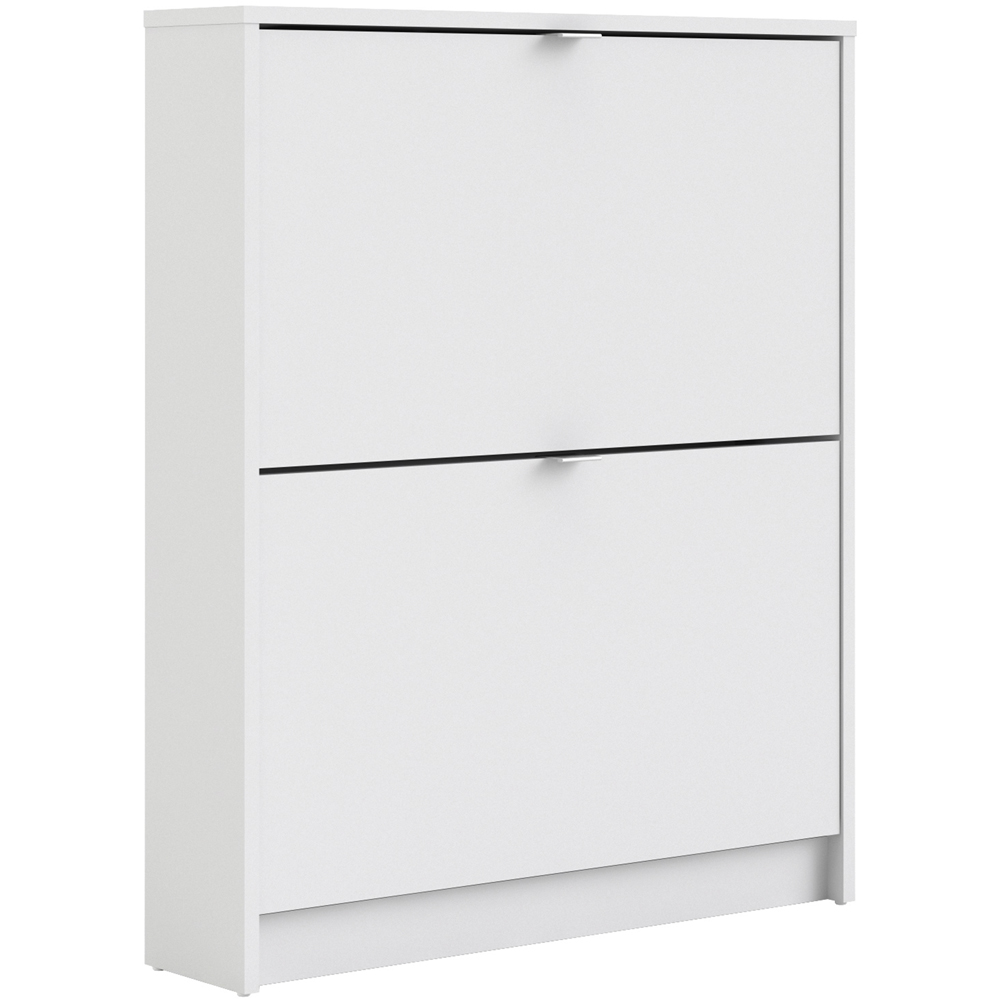 Florence Shoes 2 Flip Door Single Layer White Shoe Storage Cabinet Image 2