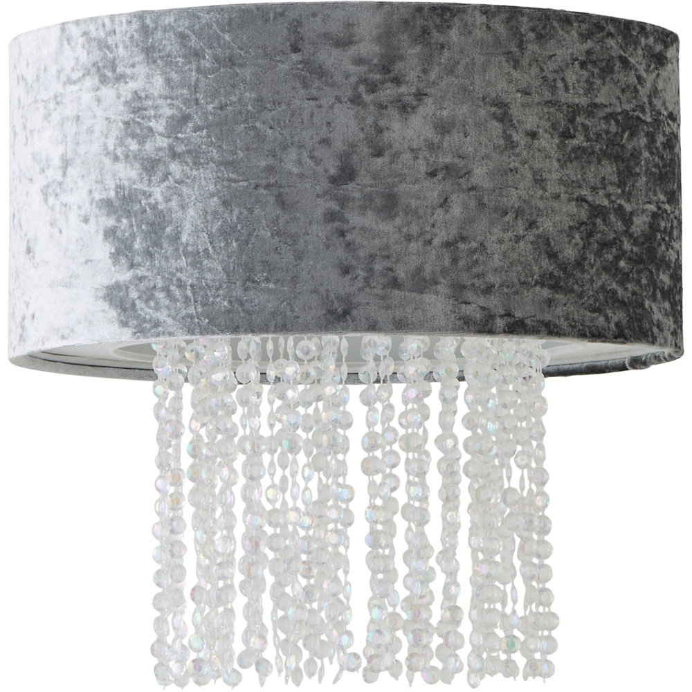 ValueLights Boland Silver Grey Velvet Droplets Pendant Shade Image 1