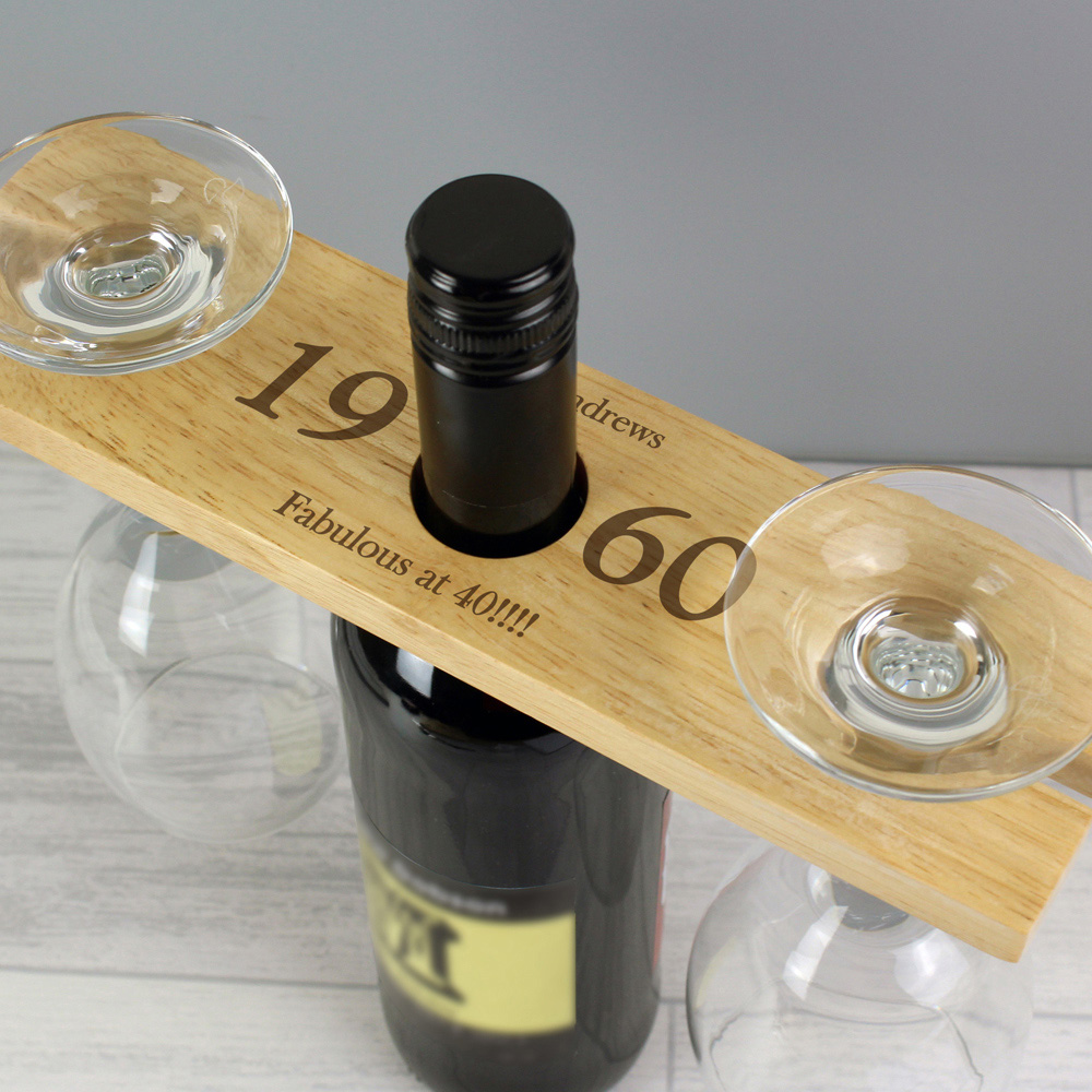 Personalised Memento Personalised Year Wine Glass and Bottle Holder Image 2