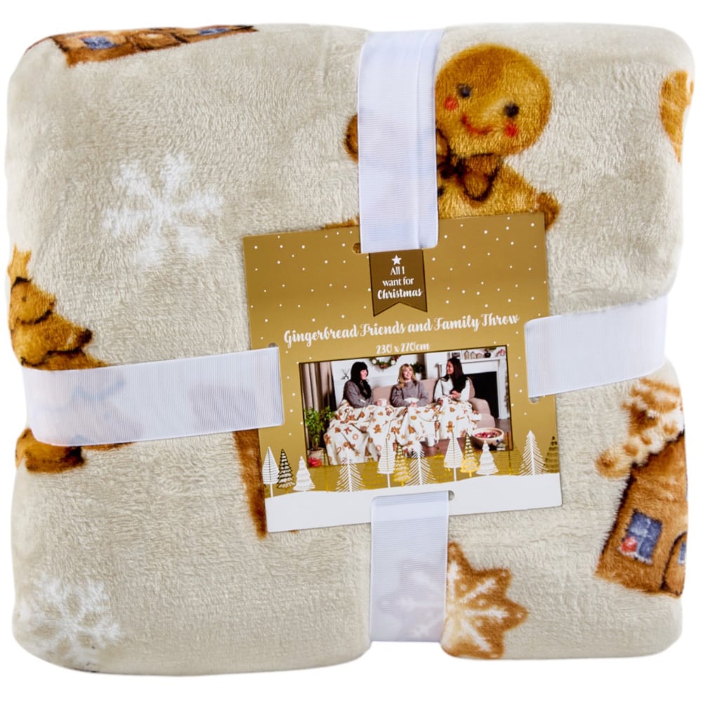Gingerbread Family Sized Throw Natural Image 1