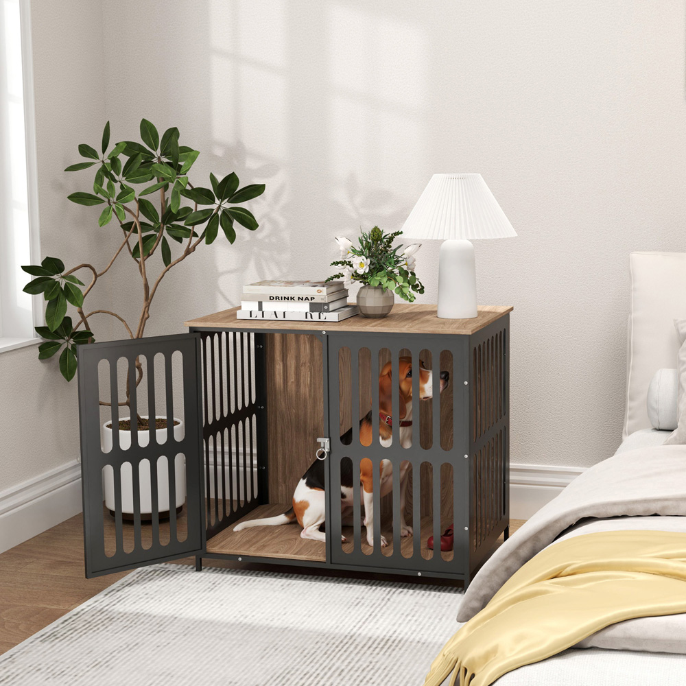 PawHut Medium Dog Crate Furniture with Anti Chew Resistant Mesh Image 2