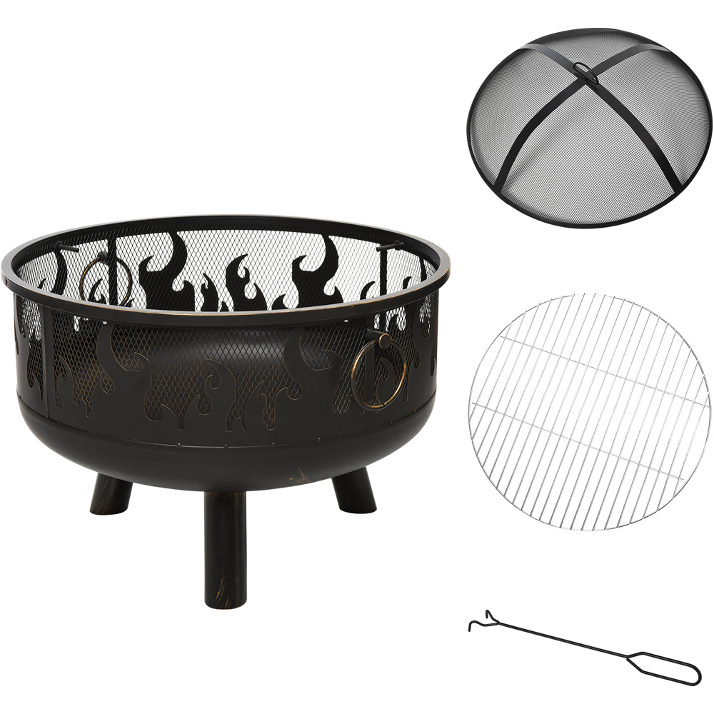 Outsunny Fire Pit with BBQ Steel Grate Image 3