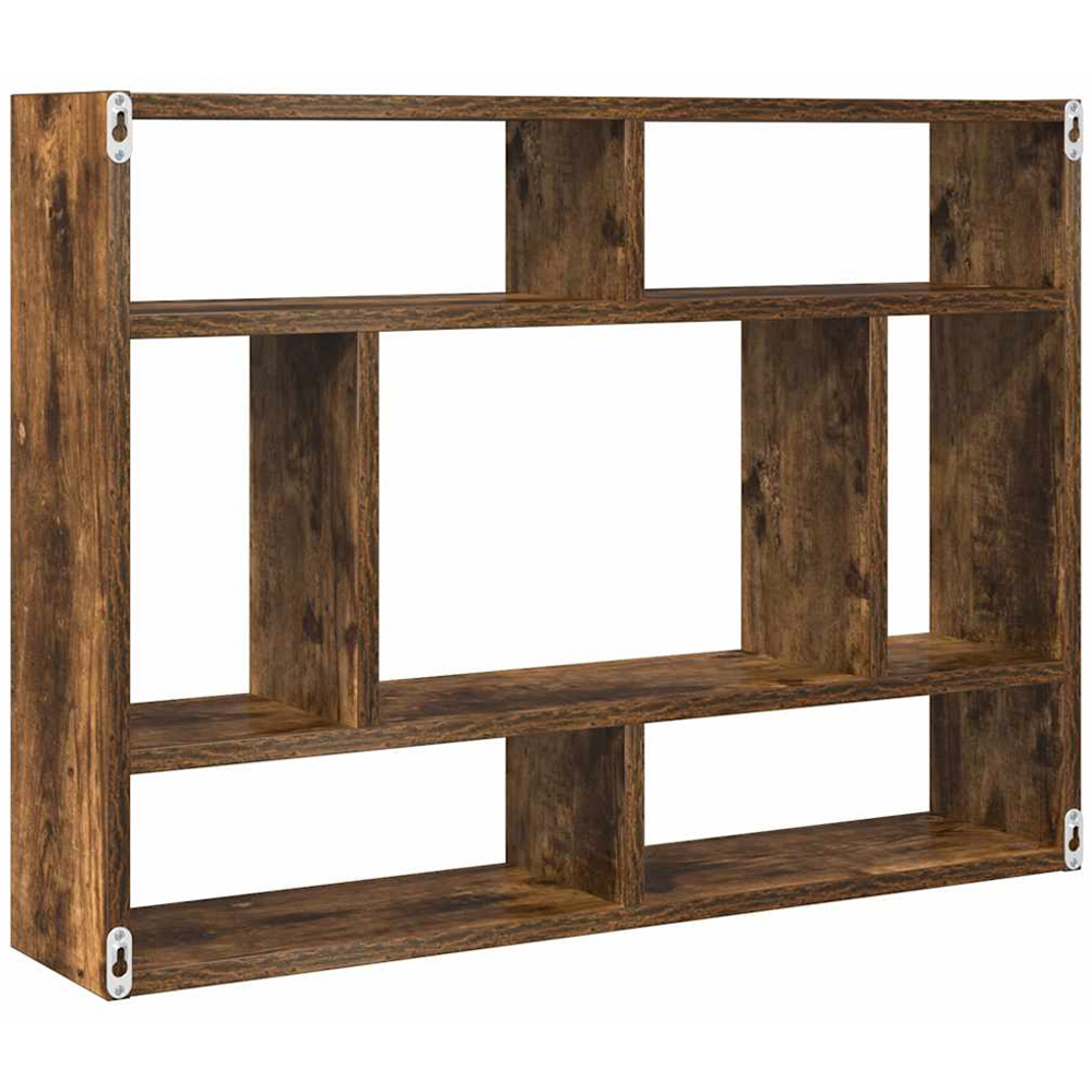 vidaXL 7 Shelf Smoked Oak Floating Wall Shelf Image 6