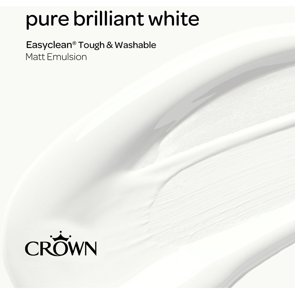 Crown Easyclean Pure Brilliant White Matt Emulsion Multisurface Paint 2.5L Image 7