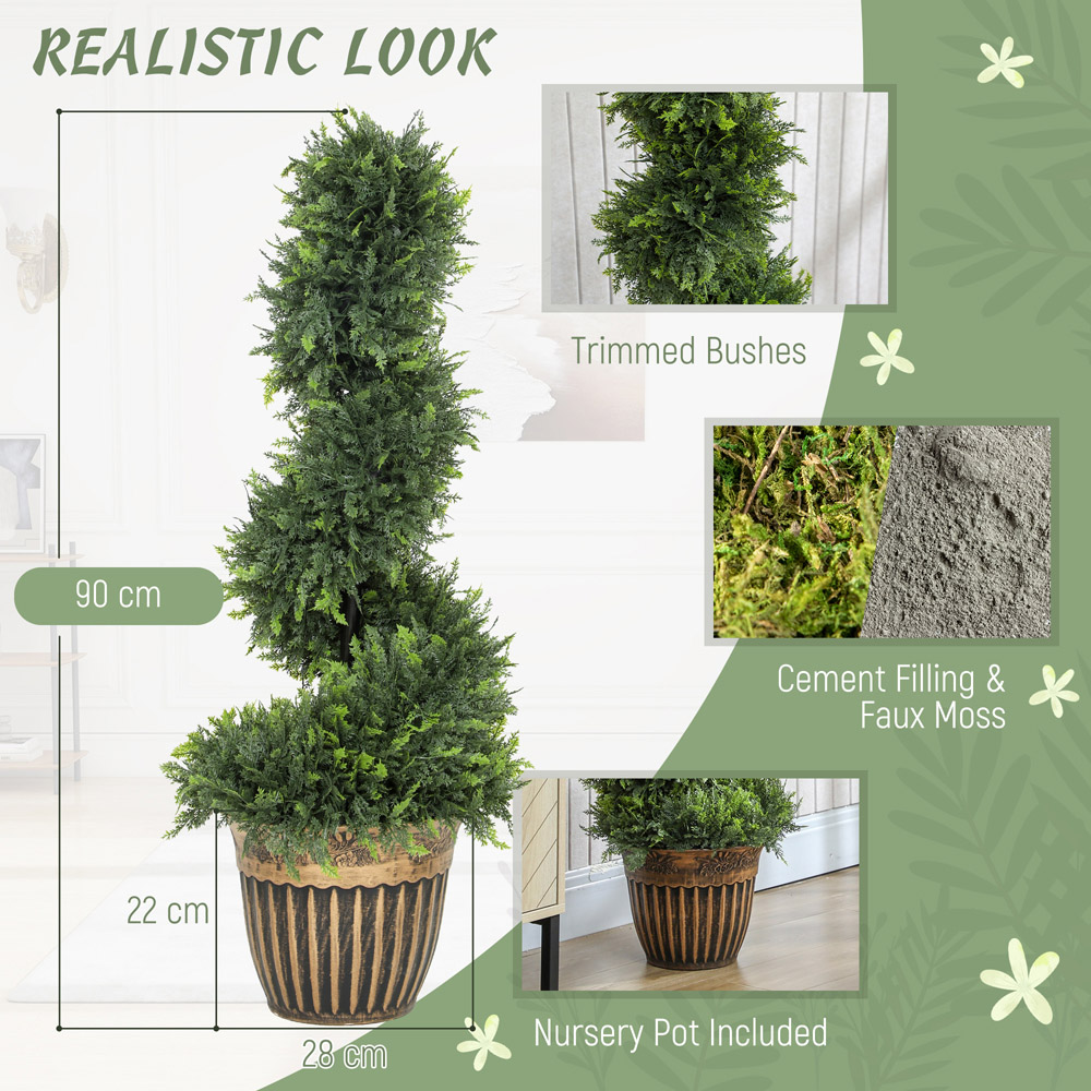 Portland Topiary Spiral Cypress Artificial Plant in Pot 3ft 2 Pack Image 8