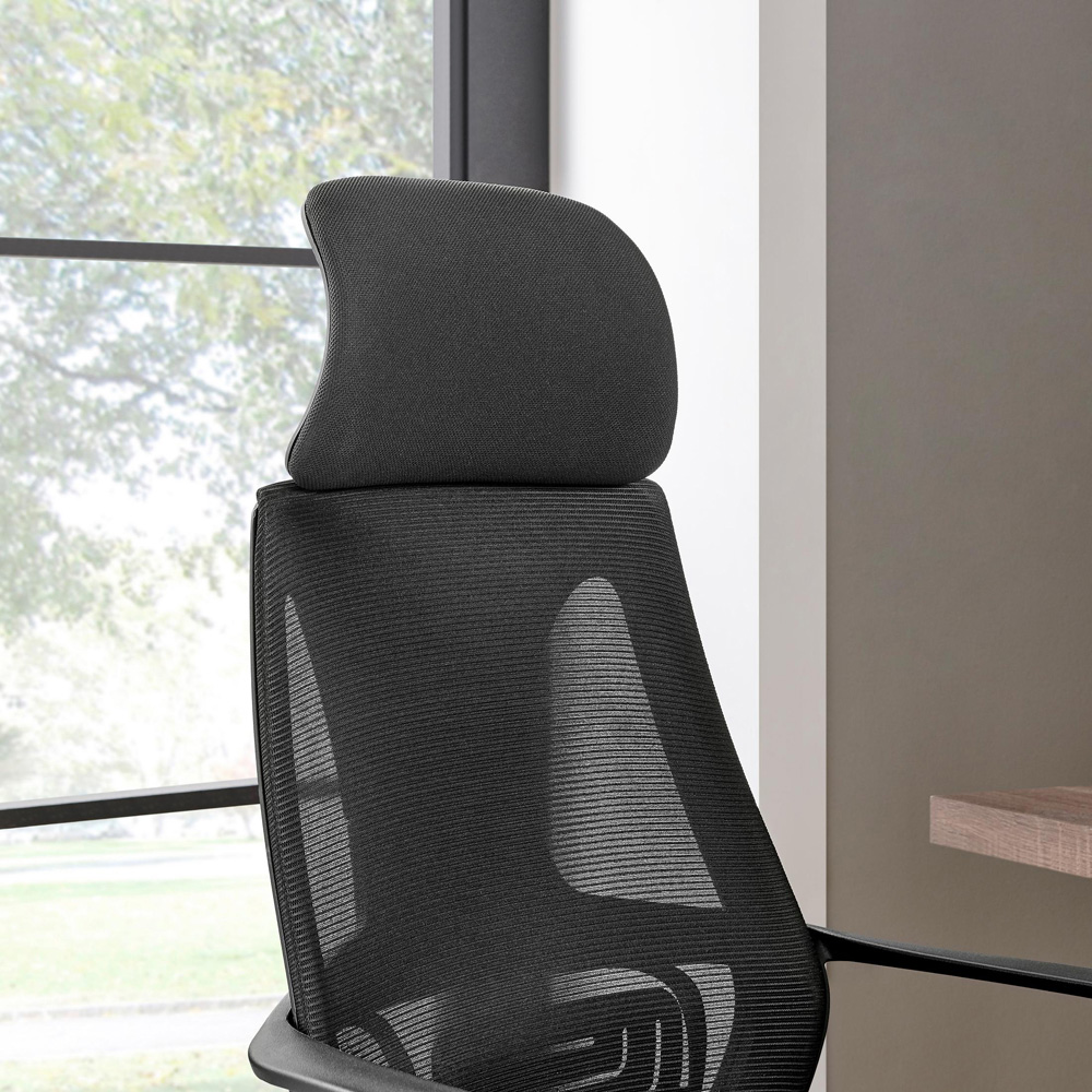 Furniturebox Trico Black Mesh and Fabric Office Chair Image 3