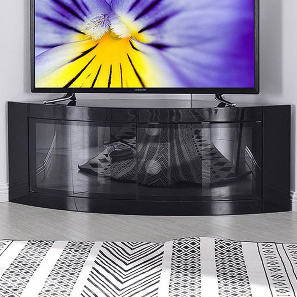 Centurion Supports Pangea 2 Door 2 Shelf Gloss Black TV Cabinet Image 1