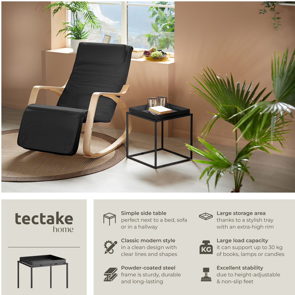 tectake Cambridge Single Shelf Black Bedside Table Image 3
