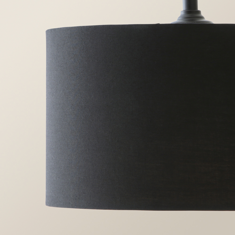 ValueLights Reni Black Fabric Drum Shade 3 Drop Bar Black Diner LED Ceiling Light Image 3