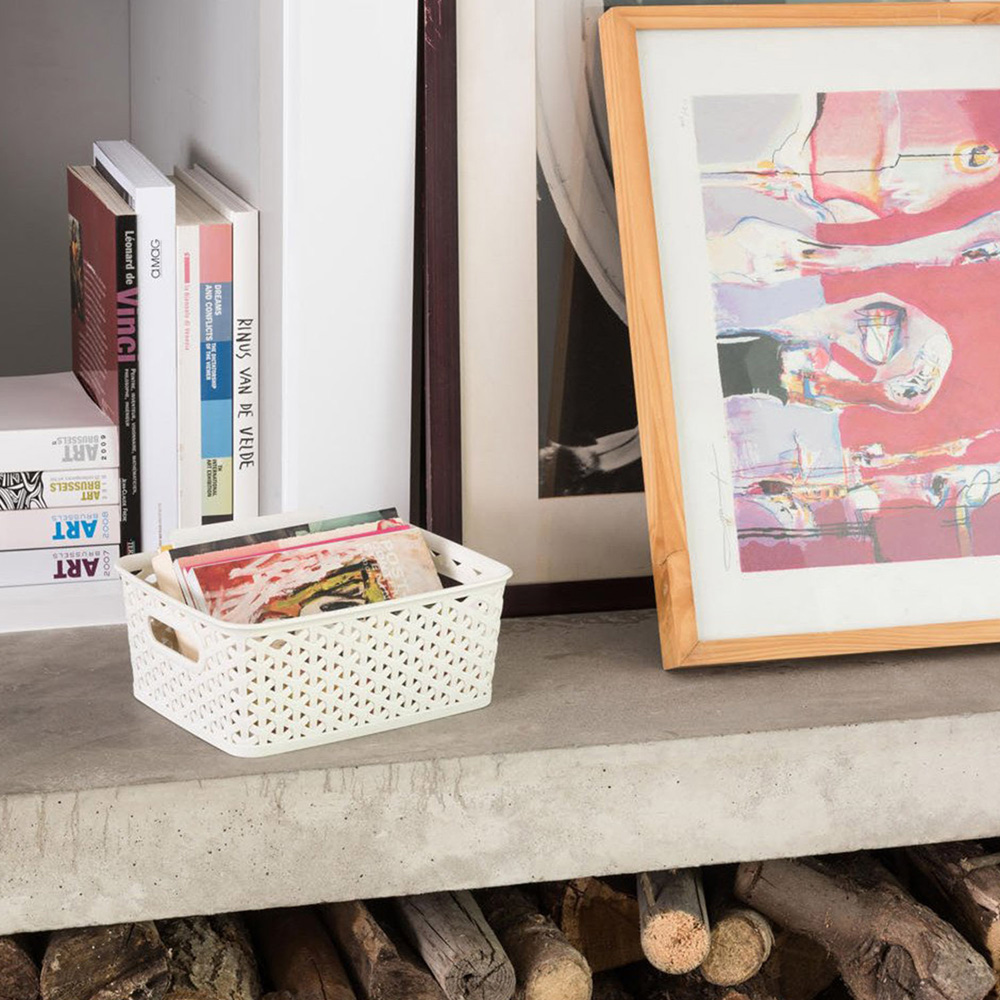 Curver My Style Vintage White Rectangular Storage Basket 4L Image 2