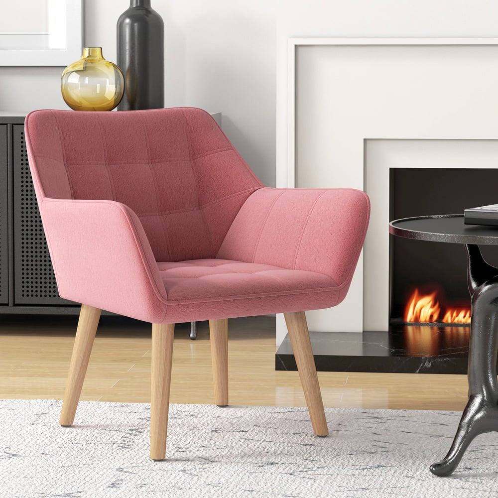 HOMCOM Pink Accent Armchair Image 4