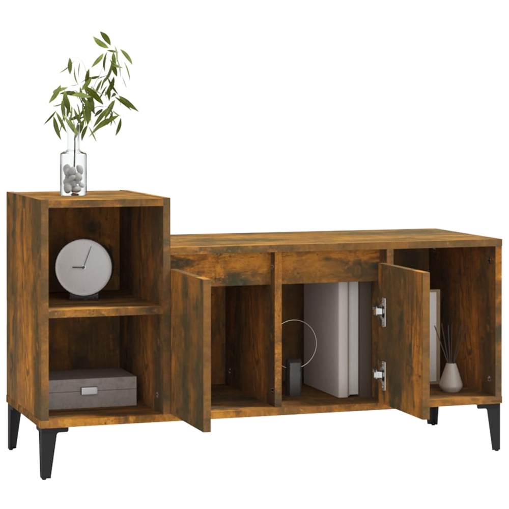 vidaXL 2 Door 3 Shelf Smoked Oak TV Cabinet Image 4