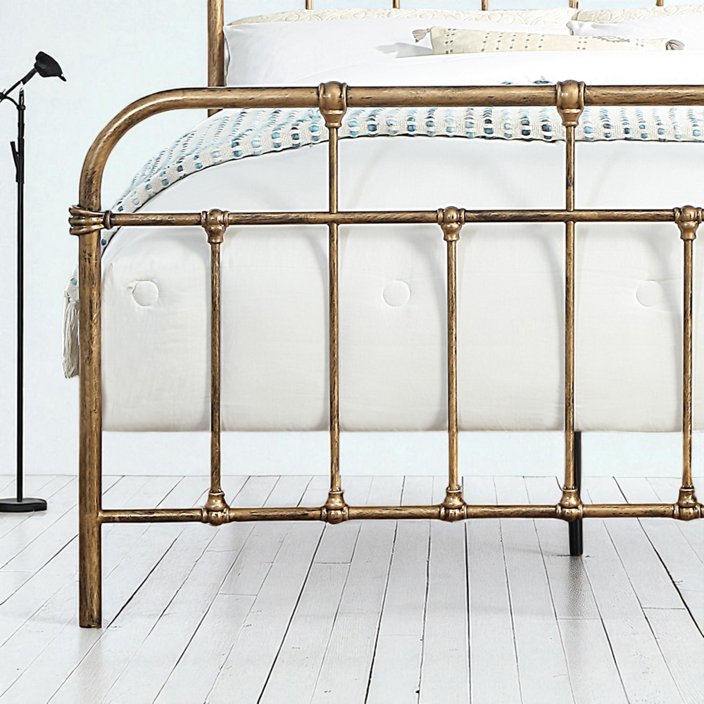 OAT Home Camden Double Antique Brass Effect Metal Bed Image 4