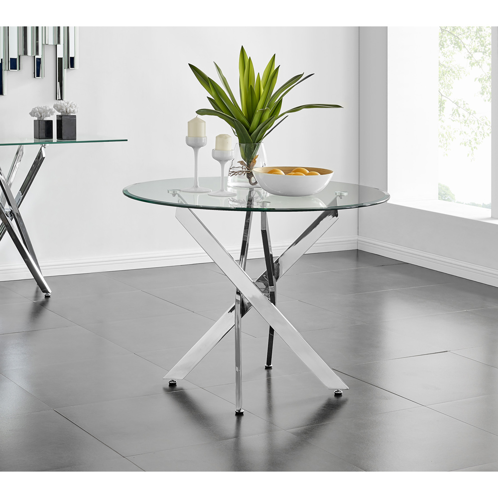 Furniturebox Arona Fontana 4 Seater Round Dining Set Mustard Yellow and Chrome Image 3