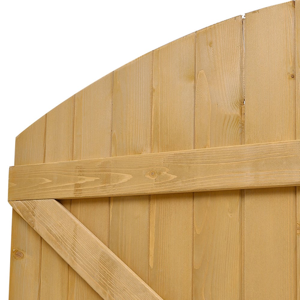 Living and Home 2.9 x 6.8ft Semi Braced Arched Top Wooden Garden Gate Image 4