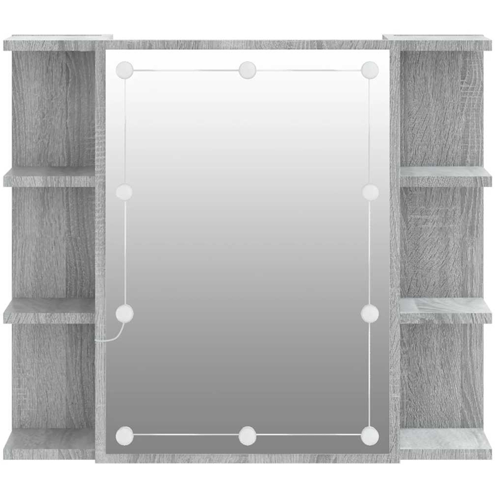 vidaXL Single Door 6 Shelf Grey Sonoma Wall Mounted Mirrored Bathroom Cabinet with LED Image 6