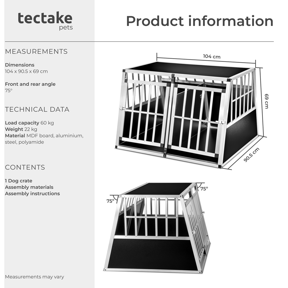 tectake Black Double Dog Crate 104cm Image 9