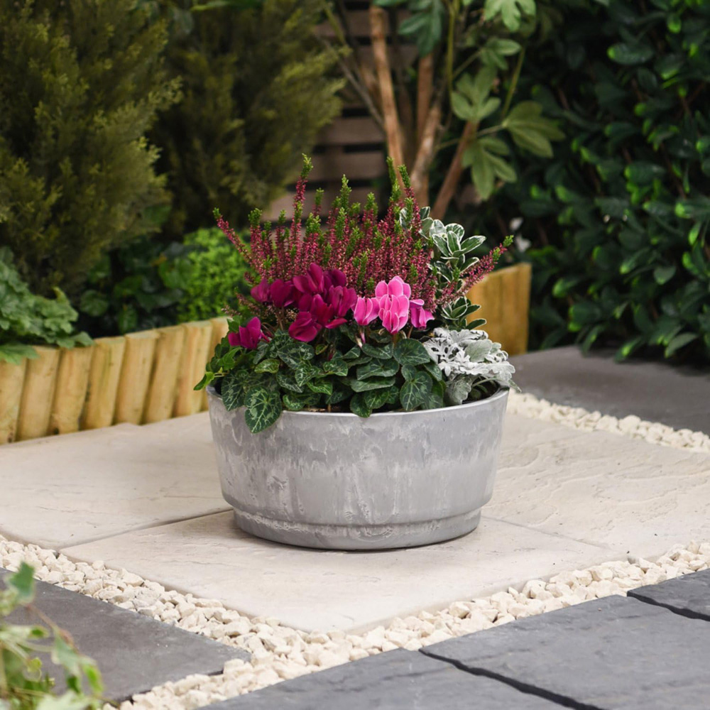 Garden Gear Caesar Bowl Marble Planter 46 and 34.5cm 2 Pack Image 2