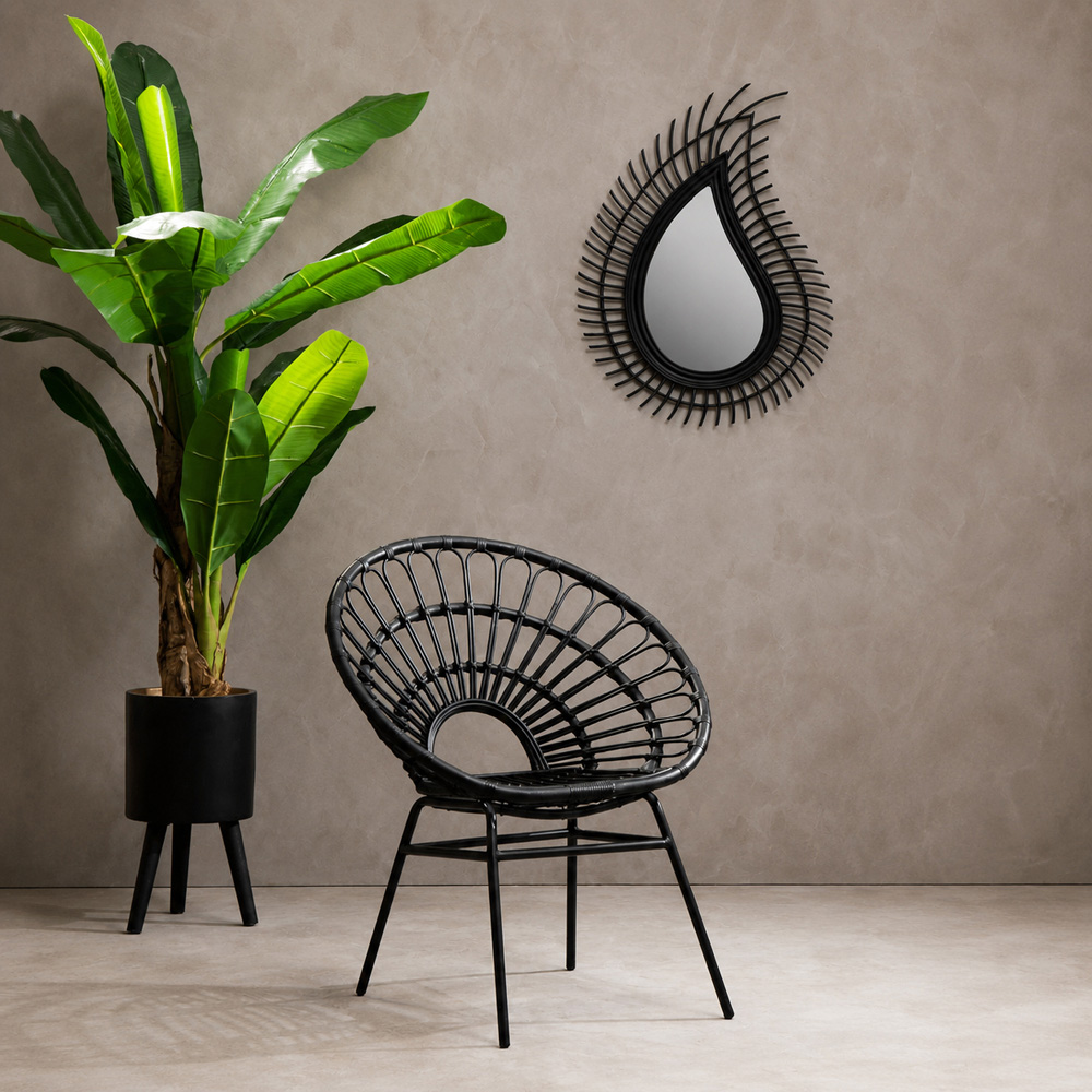 Premier Housewares Java Black Natural Rattan Flared Back Accent Chair Image 5