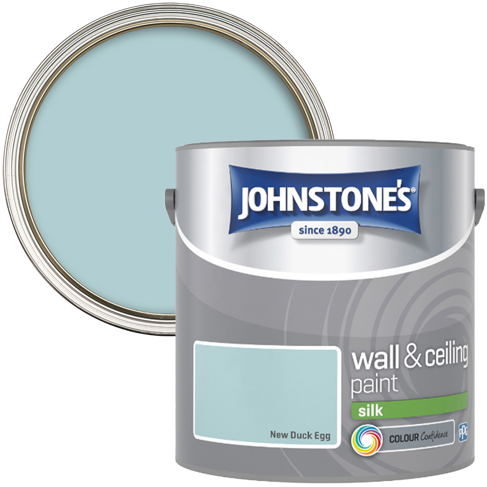 Johnstone's Walls & Ceilings New Duck Egg Silk Emulsion Paint 2.5L Image 1