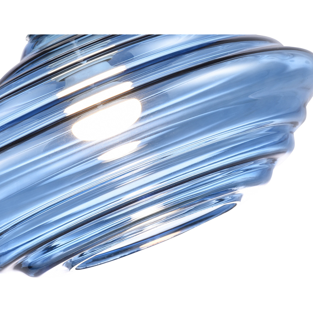 Happy Homewares Midnight Blue Ribbed Honeycomb Glass Pendant Light Shade Image 3