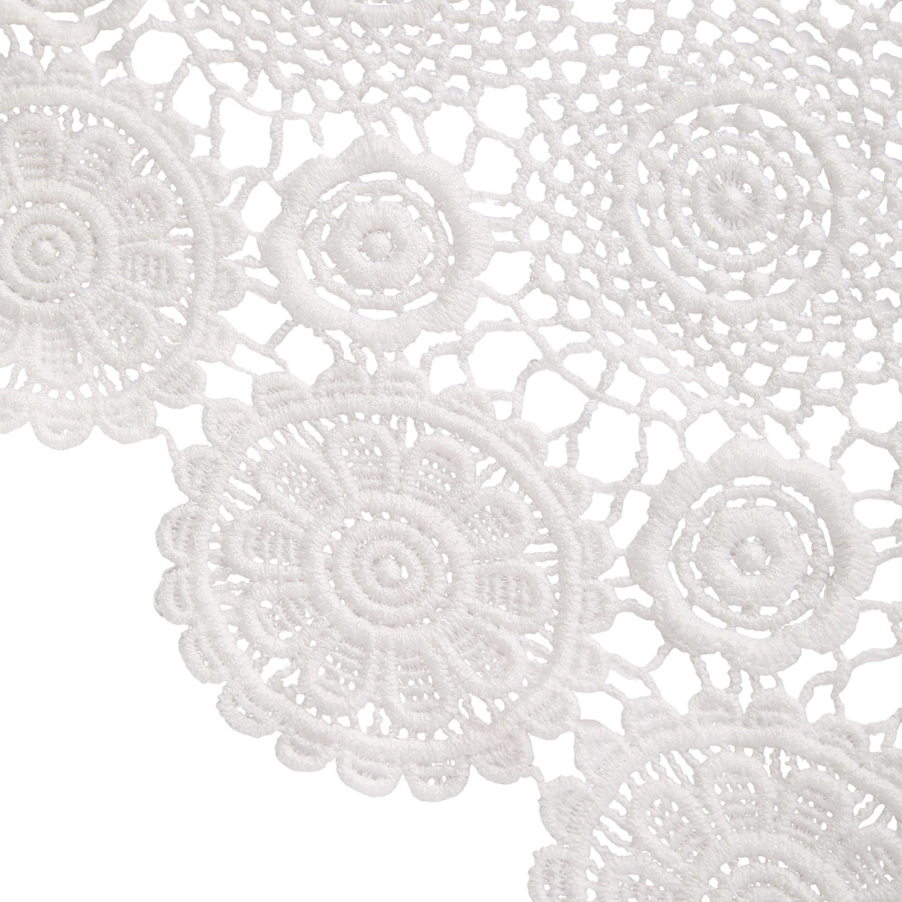 Living and Home White Floral Embroidered Polyester Tablecloth 220 x 125cm Image 3