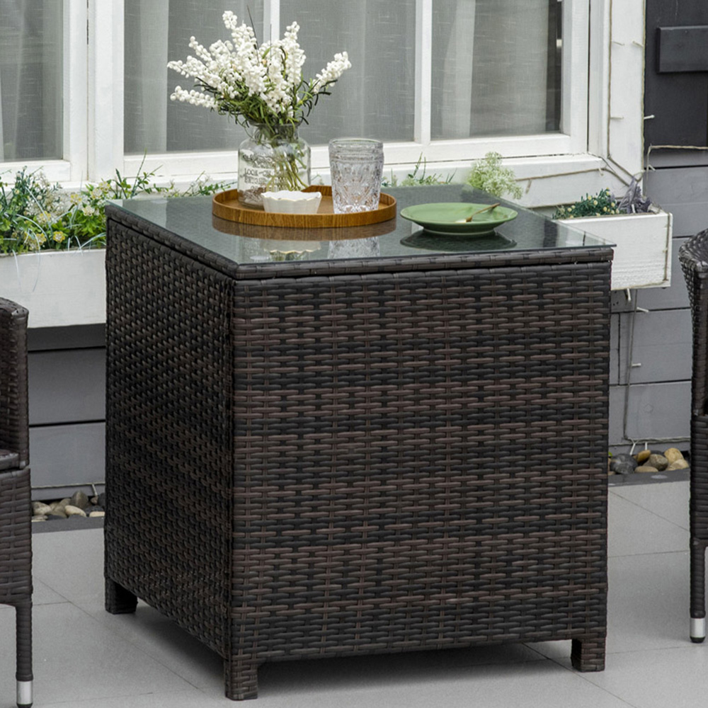Outsunny Brown PE Rattan Side Table Image