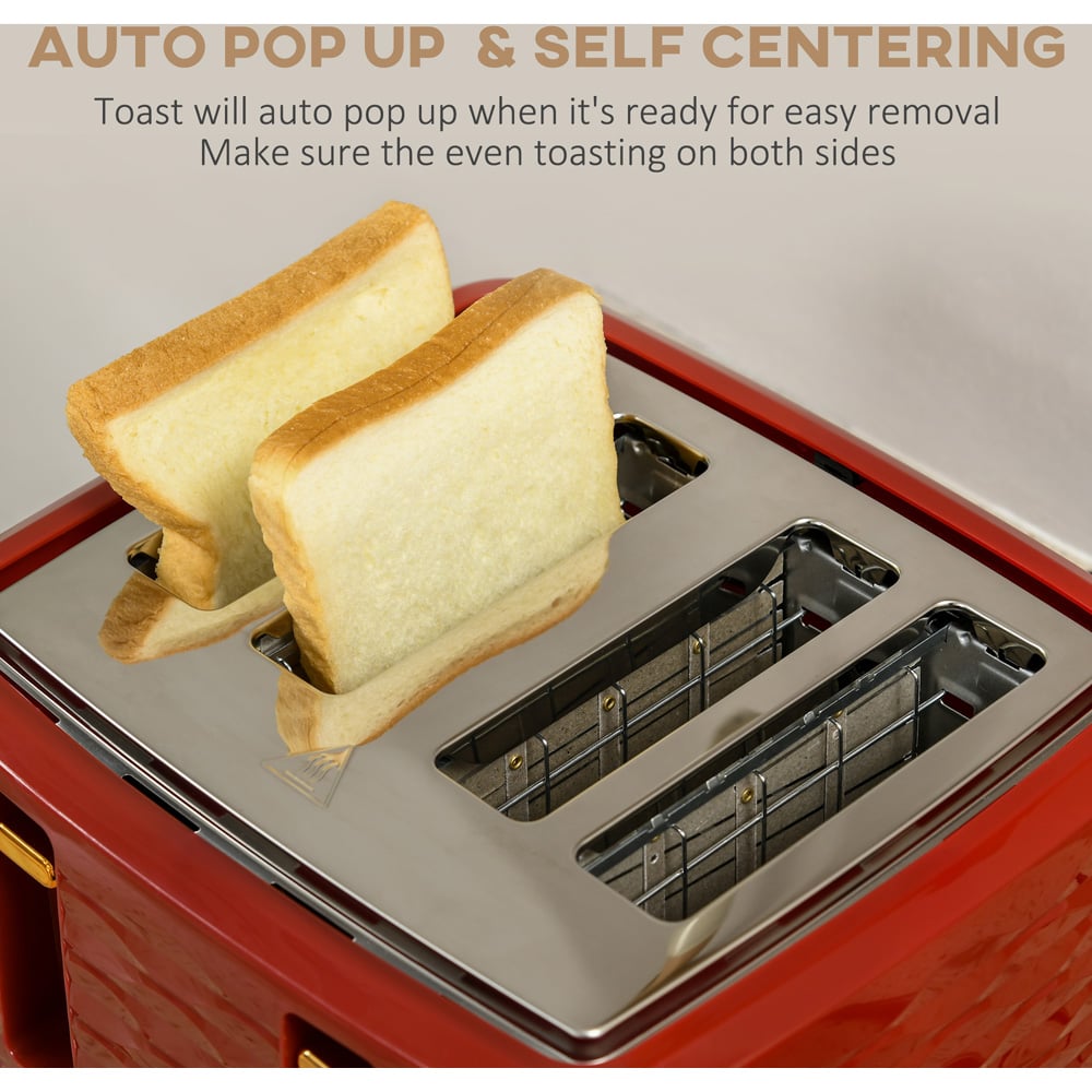 HOMCOM Red 1.7L Jug Kettle and 4 Slice Toaster Set Image 6