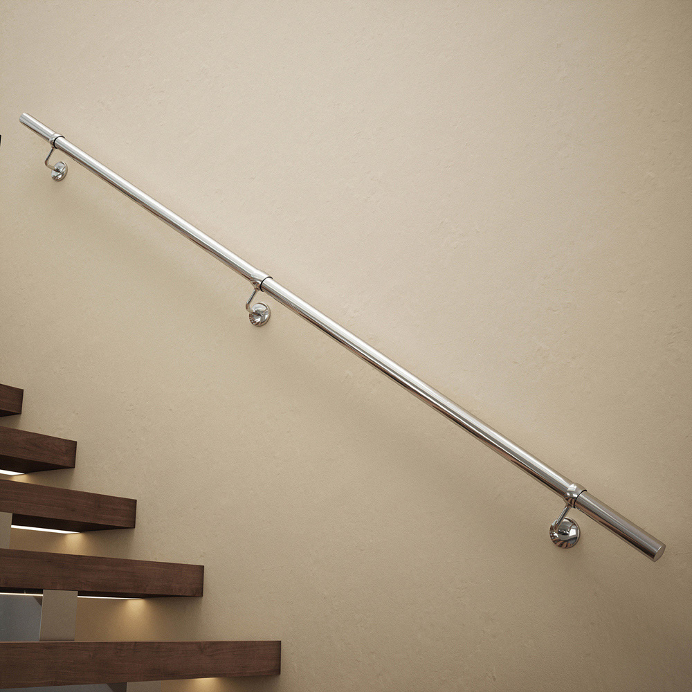 Rothley Polished Steel Stair Handrail Kit 2.4m Image 1