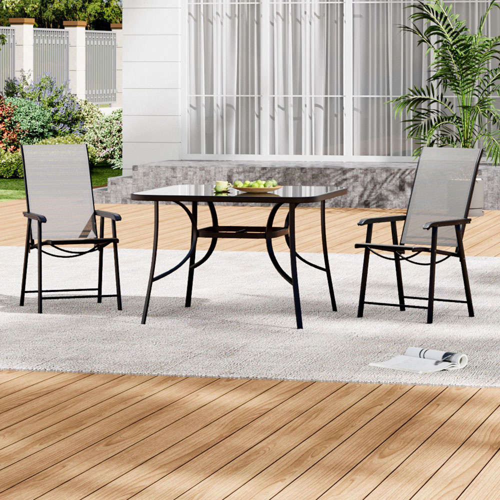 Living and Home Foldable 2 Seater Black Square Bistro Set Image 6