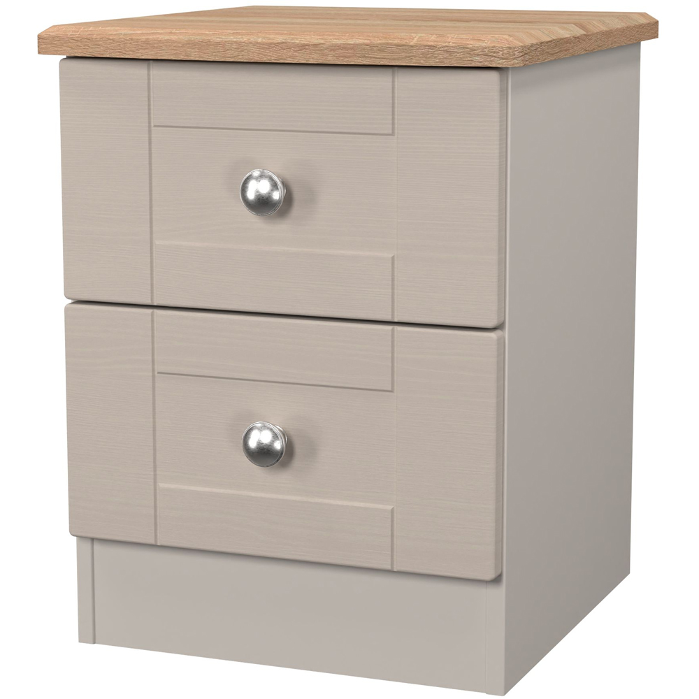 Crowndale Sussex 2 Drawer Kashmir Ash and Bardolino Oak Compact Bedside Cabinet Ready Assembled Image 3