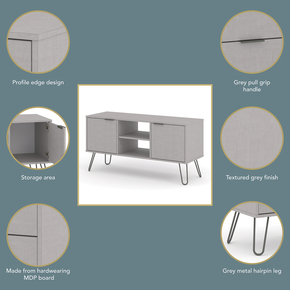 Augusta 2 Door Grey Flat Screen TV Unit Image 6