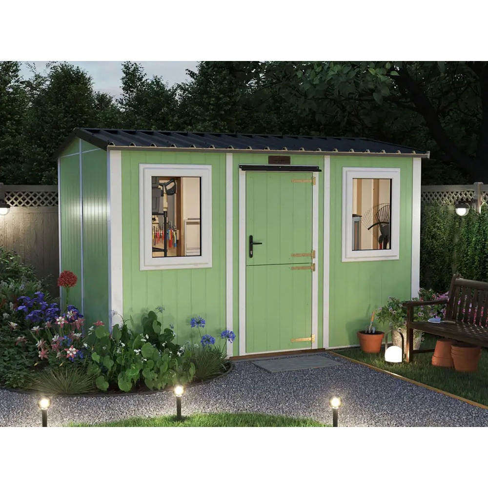 Dunster House Composite 12 x 8ft Green Apex Garden Workshop Image 5