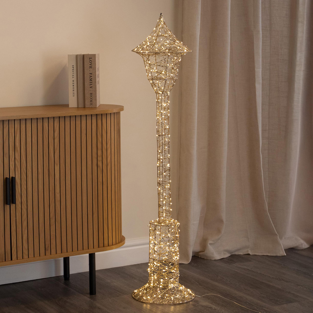 Samuel Alexander 400 Warm White LED Gold Twist Lamp Post Outdoor Christmas Decoration 4ft Image 1