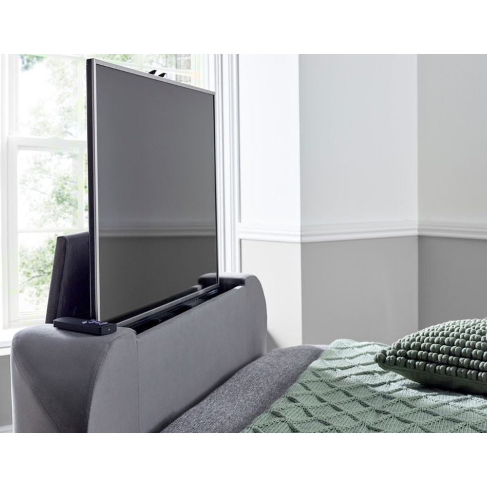 Webb Daniels Nova King Size Grey Velvet Ottoman Media TV Bed Image 6