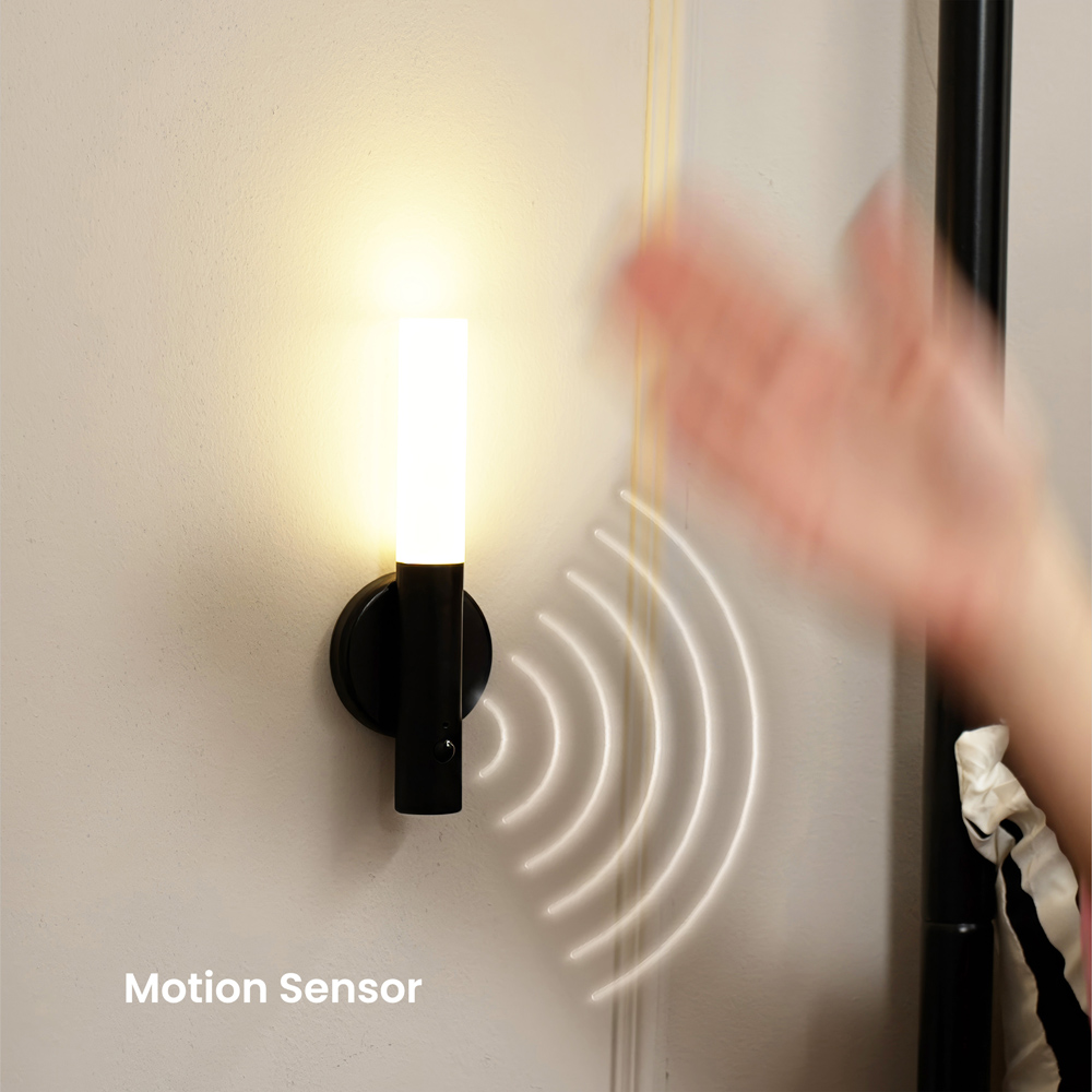 ValueLights Oakley Black Rechargeable Motion Sensors Portable Wall Light 2 Pack Image 5