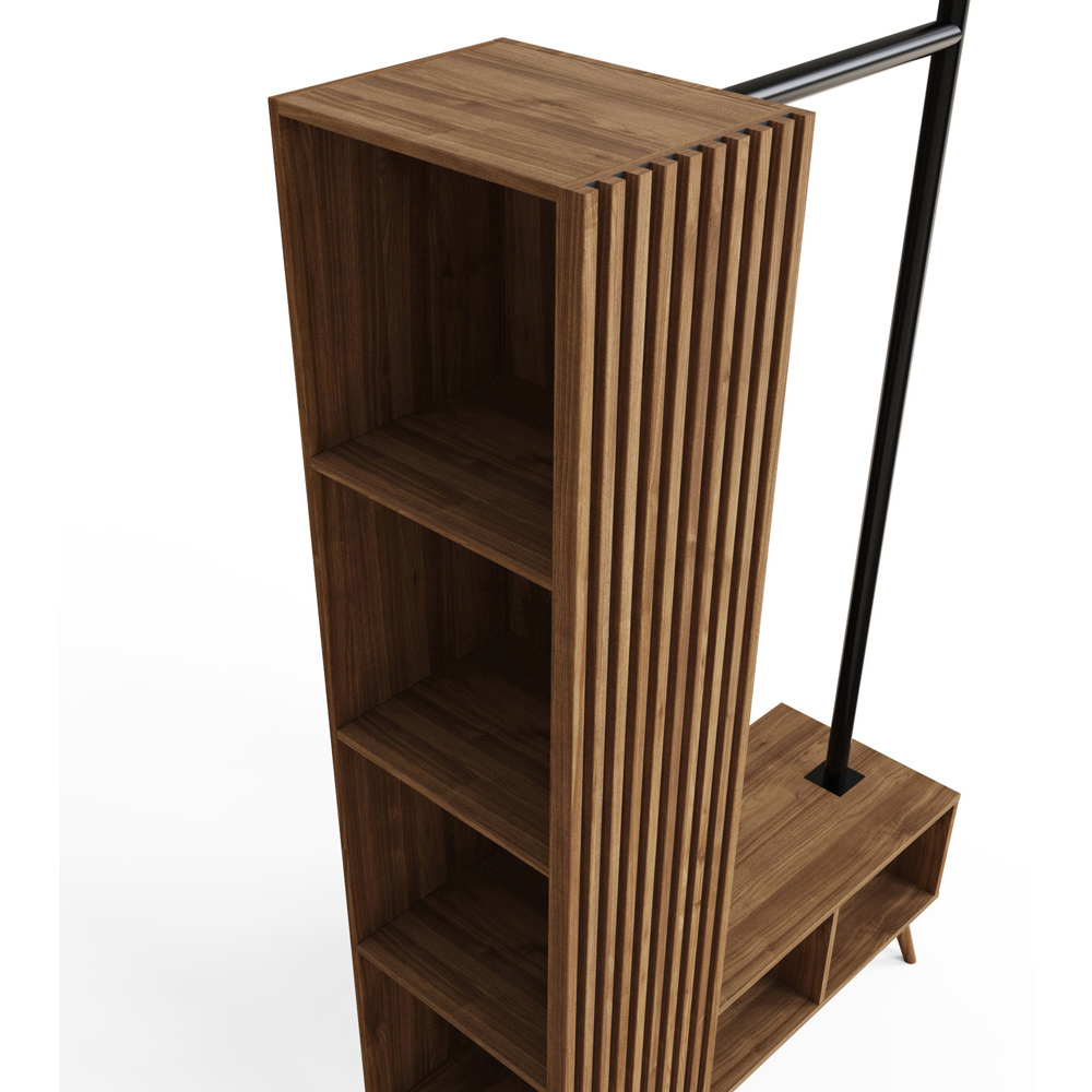 GFW Rowan 6 Shelf Oak Slatted Open Wardrobe Image 5