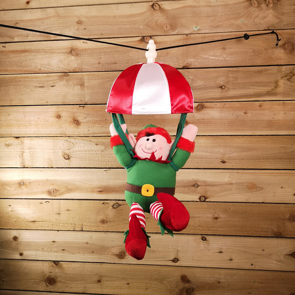 Premier Animated and Musical Elf Kicking Leg Parachuting Christmas Decoration 45cm Image 2