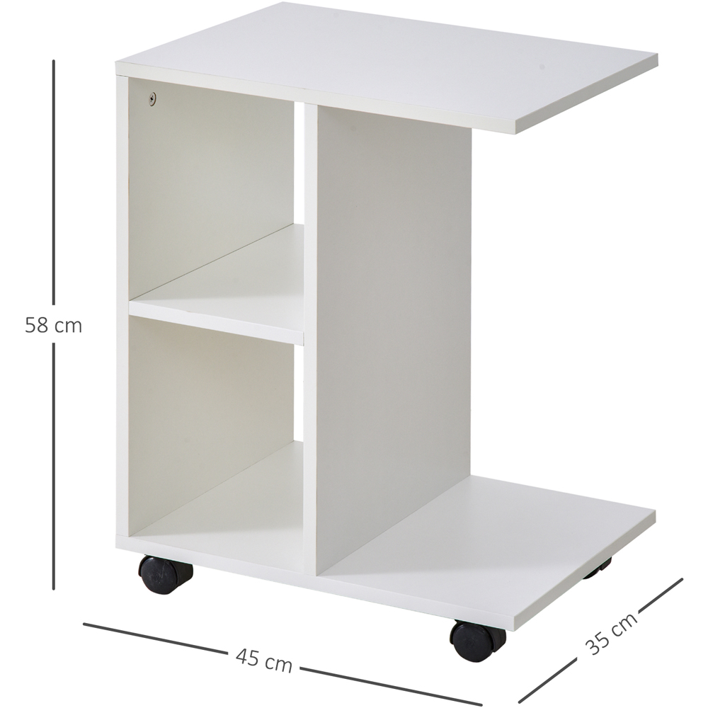 Portland 2 Shelf White C Shape Side Table Image 7