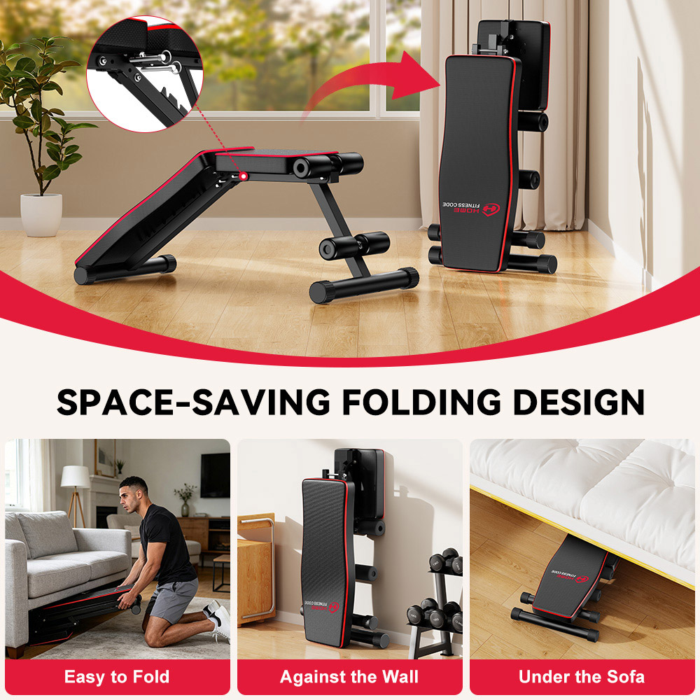Rattrix B1 Black Adjustable Backrest Foldable Workout Bench Image 6